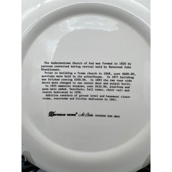 Collectible Plate Andersontown Church of God 150th Anniversary York County 1976 - Picture 5 of 5